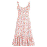 Women Dresses Summer Vintage Small Floral Slim-Fit Suspenders Dress (Xds0414)