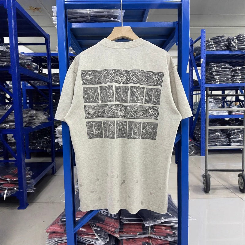 saint m t shirts s.m collaboration graffiti graphic crewneck t-shirt