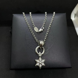 Chrome Hearts Necklace Ch Crowe Small Hexagram Pendant Old Necklace Cross Personality Sweater Chain Versatile Hip Hop Wholesale