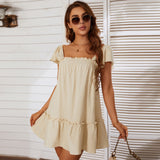 Women Dress Square Collar Bow Dress