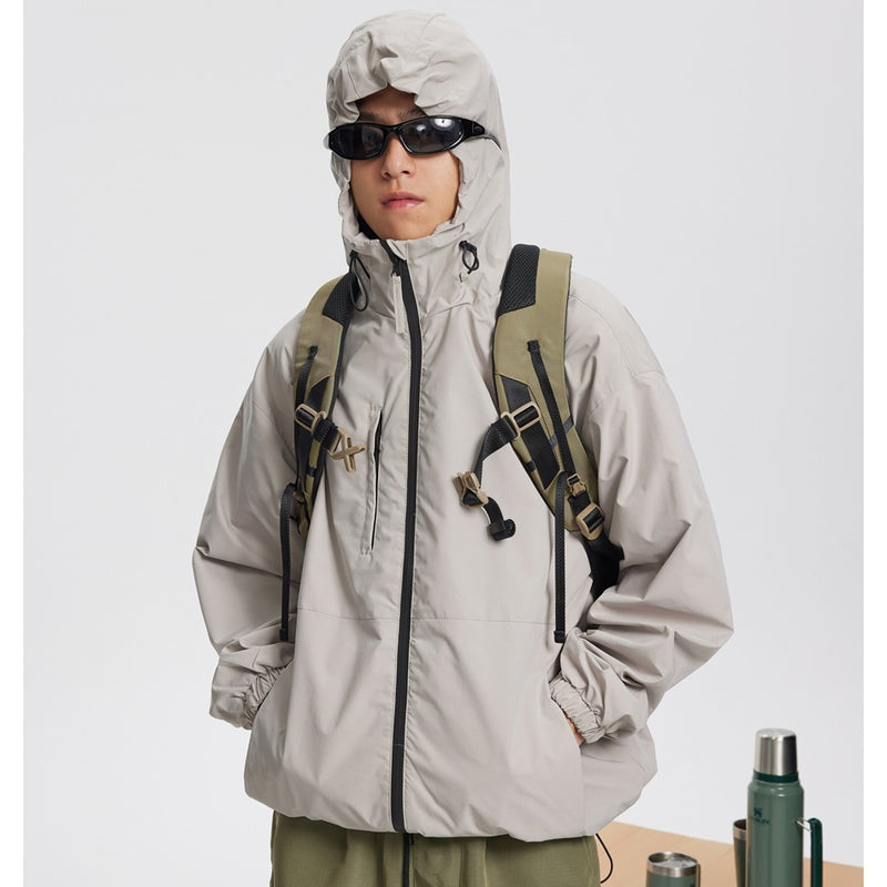 Unisex Jacket Shell Jacket Waterproof Hooded Jacket Men and Women Couple Sports Jacket