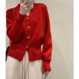Women Knitted Cardigan Sweater Spring and Autumn V-neck Long Sleeve Top