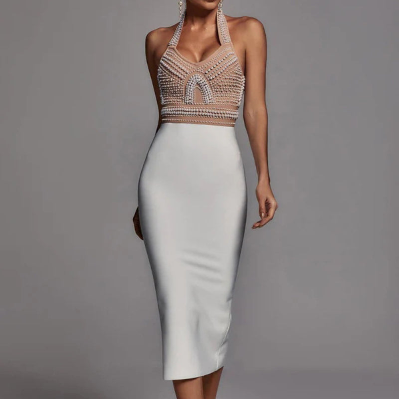 Women's Evening Dress Bandage One-Piece Dress Dress Color Matching Bandage Dress Dress