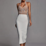 Women's Evening Dress Bandage One-Piece Dress Dress Color Matching Bandage Dress Dress