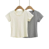 Women Tops Summer Polka Dot Short Sleeve T-shirt O-neck Short Top