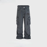 MIJKO Men Vintage Pants MIJKO High Street Wash Straight Tooling Casual Jeans