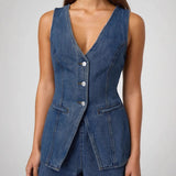 Women's pants - in stock - cross-border fashion - european & american style - trendy & casual - sleeveless - high waist - women's outfit - denim shorts - women's