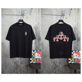 Ch hip-hop t shirts ss round neck embroider short-sleeved t-shirtch crow classic flag loosecasual american easiest for match high street