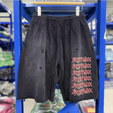 Saint m t pants s.m letter print design washed distressed athletic shorts