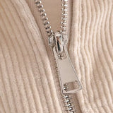 Women Jacket Lapel Long Sleeve Double Pocket Zipper Jacket Coat
