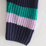 Women Sweater Knitwear Contrast Color Knitted Cardigan Top Autumn and Winter Loose Striped Sweater Coat