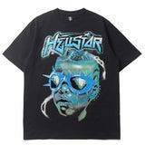 Hip-hop t-shirts: american boy universe starry sky lightning print short sleeve tee - streetwear fashion casual sport half sleeve