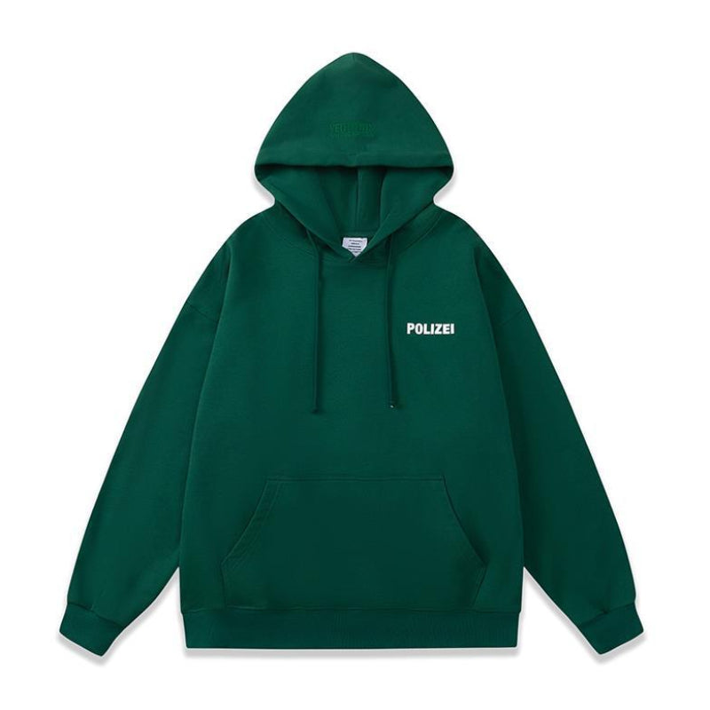 Vetements Hoodie Green Letters Printing plus Velvet Loose Sweater Hoodies