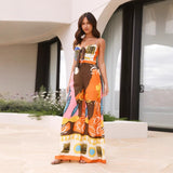 Women's pants: european and american export, aliexpress, amazon, casual fashion, digital print, tie-front romper