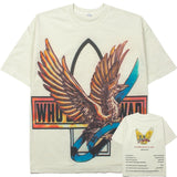 Hip-hop t-shirts, american high street short-sleeve tee for men, eagle print, washed vintage distressed loose fit summer half-sleeve tee