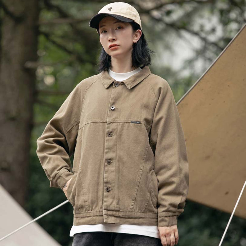Unisex Shirts Autumn Chest Deer Leather Tag Jacket