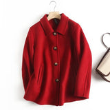 Women Woolen Coat Lapel Classic Style Woolen Blazer Autumn and Winter Loose Cardigan