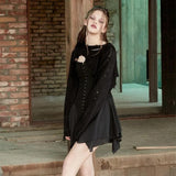 Women Sweater Knitwear Knitting Suit Sexy Sling Dress Ripped Sweater Two-Piece Set