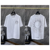 Ch hip-hop t shirts summerch crow sanskrit cross foam pull slurry short sleeve loosecasualpure cotton american heavy weight