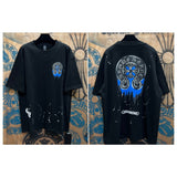 Ch hip-hop t shirts ch washed sanskrit horseshoe cross leather short-sleeved american casual loose couple high street