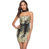 Women Evening Gown Summer Tube Top Backless Sexy Embroidery Dress