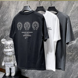 Ch hip-hop t shirts chheavy industry horseshoe sanskrit logo hand-worn short-sleeved loosecasualpure cotton american style