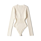 Women Sweater Knitwear Autumn and Winter Knitting Bottoming Shirt Sexy Tight Long Sleeve V-neck Jumpsuit