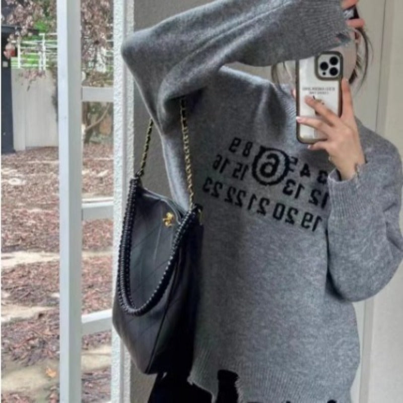 Women Knitted Pullover Autumn and Winter Loose Knitwear Top