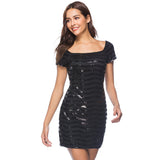 Women Evening Gown Summer Backless Mini Sexy Sequins Dress