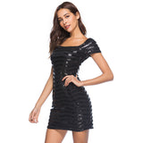 Women Evening Gown Summer Backless Mini Sexy Sequins Dress