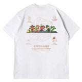 Hip-hop t-shirts: american high street style, short sleeve, cartoon print, relaxed fit, crew neck, trendy tee
