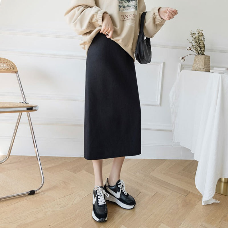 Women Knitted Skirt Split Skirt Autumn Hip Skirt