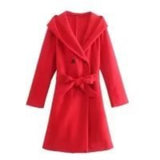 Women Woolen Coat Autumn Loose Hooded Woolen Coat Coat