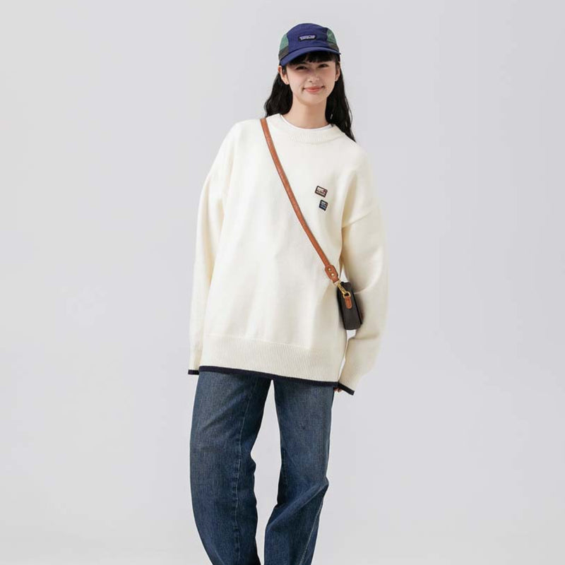 Unisex Sweater Autumn Patch Crew Neck Pullover Sweater