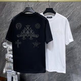 Ch hip-hop t shirts ch crow cross roller embroider short-sleeved loosecasualpure cotton american heavy weight short-sleeved