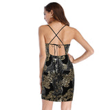 Women's Evening Gown Summer Sexy Sleeveless V-neck Sequins Dress