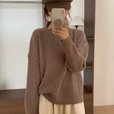 Women Knitted Pullover Autumn and Winter Crew Neck Pullover Sweater Loose Sweater