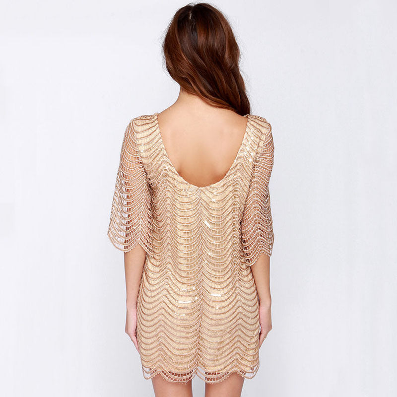 Women Evening Gown Summer round Neck Mini Sexy Dress