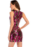 Women Evening Gown Sexy V-neck Sleeveless Mini Sequins Dress