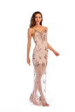 Women Evening Gown Sexy V-neck Backless Black Gold Sequins Long Dress