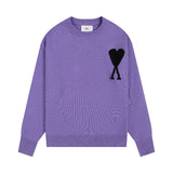 Ami araunrifknitting sweater wool sweater couple wedding photo big heart jacquard high weight round neck fall and winter