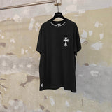 Ch hip-hop t shirts ch crow double layer water drop cross short sleeve printingloosecasualpure cotton american heavy weight