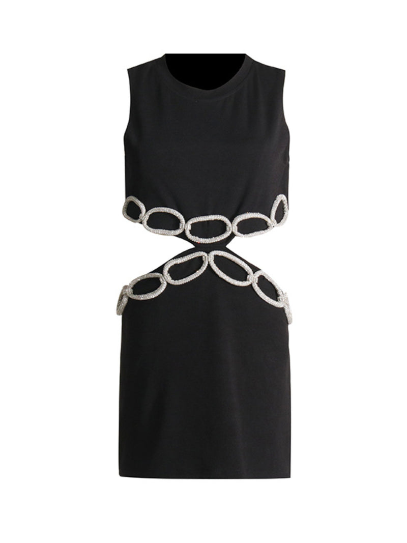 Women Dresses Sexy round Neck Sleeveless Hollow Dress (Qymy0409)