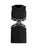 Women Dresses Sexy round Neck Sleeveless Hollow Dress (Qymy0409)