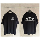 Ch hip-hop t shirts high streetch short sleeve sanskrit logoprintingloosecasualpure cotton american heavy weight short sleeve