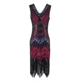 Flappers 1920S Dress Retro Style Sequin Bead Dress Front and Back Deep V-neck Dress