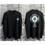 Ch hip-hop t shirts ch short-sleeved cross loosecasualpure cotton distressedheavy weightlong sleevest-shirt men's t
