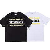 Vetements T Shirts VTM Yellow Printing Loose Men's and Women's Short-Sleeved T-shirt
