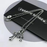 Chrome Hearts Necklace Vintage Double Cross Pendant for Men and Women