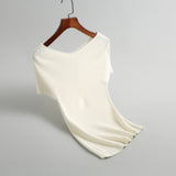 Women Knitted T-shirt Autumn Summer Sexy Slim Knit T-shirt